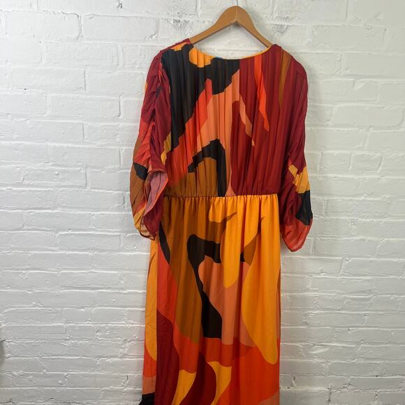 Anthropologie Farm Rio Women's Wrap-Front Maxi Dress Half Sleeve Size L NWT - Picture 4 of 7